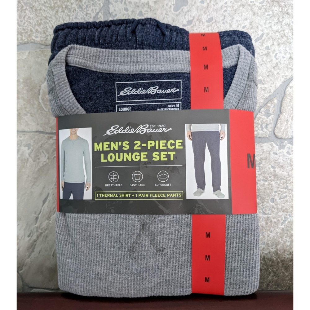 Medium, Eddie Bauer Men's Top & Bottom Lounge Wear Set